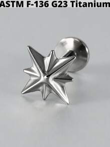 1PC Titanium Heart Lip Ring Ear Cartilage Tragus Internally Threaded Star Lobe Earrings Daith Piercing Jewelry - As Shown - View 16