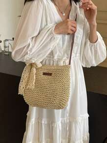 Yogodlns 蕾丝围巾装饰、女士度假包、假日包、草编钱包、草编沙滩包、沙滩必需品、沙滩必需品、沙滩用品和夏季必需品