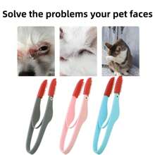 Pincel para pó de olho de gato ADog, escova removedora de manchas de lágrimas para cães, escova lavável de fibra para remoção de manchas de lágrimas para animais de estimação para aplicação segura e uniforme de pó para manchas de lágrimas, cabo ergonômico, cerdas longas e cônicas