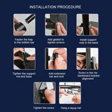 8FT Adjustable Portable Basketball Hoop System Height Basketball Net Stand Heavy Duty Indoor Outdoor - Black - View 8