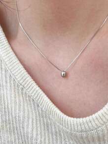 GAGAFEEL 1条简约椭圆形925纯银项链，豆形吊坠，适合女性日常佩戴，也可作为礼物赠送。 - 銀色 - 查看 10