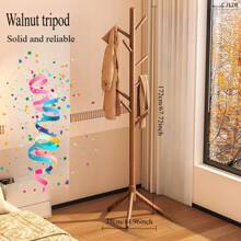 Wooden Clothes Rack, Single Pole Standing Clothes Hanger, Bedroom/Living Room Wardrobe Garment Storage Rack - Multicolor - View 4