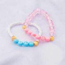 1pc Boho Letter Bead Customized Name Personalized Gold Heart Acrylic Accessory, Gift For Women, Anniversary, Mother's Day, Handmade