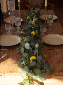 Lemon Daisy Eucalyptus Style Decorations, Suitable For Spring/Summer, Valentine's Day, Mother's Day, Room, Office, Bedroom, Wedding, Table Center, Furniture, Stair Railing Decor Easter Gifts Birthday Graduation,Fall Decor,Autumn