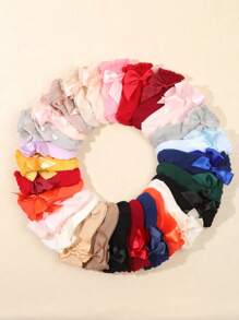 12 Pairs Baby/Toddler Assorted Solid Color Bow Short Socks, Fashionable & Cute For Daily Wear, Spring/Summer - Multicolor - View 2