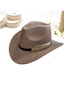 1 件女士树叶图案毡帽，优雅的软呢帽风格，适合日常和假日穿着