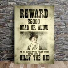 Billy Kid Wanted Poster,-1 Pc Wooden Framed Canvas Painting -  Thickness 2.25cm/0.9inch,Valentine's Day Decorations At Home,Valentine's Day,New Year,Home Gift Decoration, Room Decoration Aesthetic, Wall Decoration Art, Perfect Gift, Autumn And Winter Wall Decoration, Living Room Decoration, Bedroom Decoration, Kitchen Decoration, Entry Decoration, Bathroom Decoration, Direct Wall Painting, High Quality Wall Painting Poster ,Easter  Easter Decorations For Women