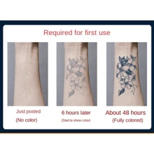 (Oversized Floral Font) Herbal Temporary Tattoos, Realistic & Long-Lasting, Gradually Develop Color - Lasts 7-15 Days - Waterproof & Rub Resistant