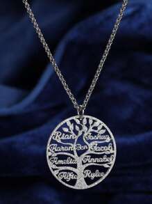 1 件定制生命之树名字项链定制 1-9 家庭项链银色不锈钢磨砂项链母亲节礼物送给妈妈/亲戚和朋友时尚配饰（周年纪念/生日/舞会/婚礼） - 銀色 - 查看 3