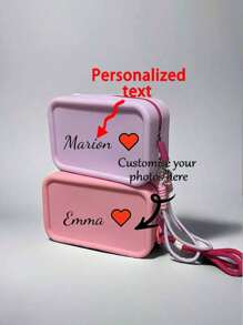 1 pieza Bolsa de silicona de moda casual y sencilla con texto de nombre personalizado, bolsa multifuncional portátil para maquillaje, certificado de influencer, llave, cargador y talla grande