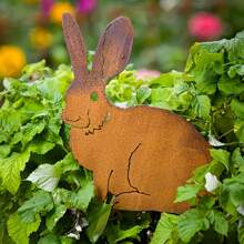 1 Stück rustikale Metall Hasen Statue, Vintage rustikale Art Deco Metall Hase Gartenstecker, Outdoor Terrasse Kunst Bauernhaus Dekoration, Gartenerde Stecker, toll für Ostern, Erntedank Dekorationen