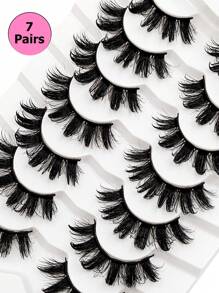 Asiteo 7 Pairs Cartoon Style Moist Eyelashes, Suitable For Cosplay, Fluffy & Thick, Faux Mink Doll Lashes - 尖尾漫畫款 - 查看 6