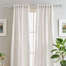 Extra Long Curtain Rods For Windows 240 Inches, 1 Inch Diameter Adjustable Silver Curtain Rod, Heavy Duty Modern Curtain Rod With Simple Finials, 32"-240" - 銀色 - 查看 2