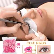 100pcs Reusable Washable Nail Polish Adhesive Microblading Cup, Eyelash Extension Glue Ring Holder, Beauty Tool Accessories