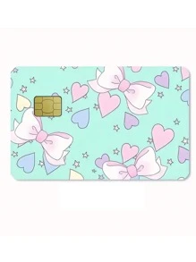 1pc Pink Bow Sticker, Colorful Bowknot PVC Cute Sticker For Debit/Credit Card, Creative Mini Name Card Skin Sticker, Art Sticker, Gift For Women,Back To School,School Supplies - Multicolor - View 12