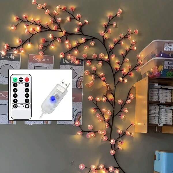 1pc USB Powered Sakura Tree Lights - 1.8m, 96 LED Lights, True Effect, Suitable For Home Decor, Wedding, Christmas - Indoor/Outdoor Use (Excluding Transformer), (LED Lights String)