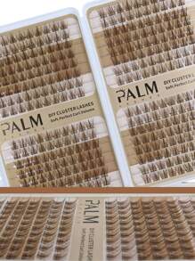 PALM LASHES 320/288 Stücke braune Wimpern, braune Wimpernbüschel C-Locke, Sonnenblumen Einzelwimpernbüschel 8-11mm gemischt, DIY-Wimpernbüschel, weiche Volumen Einzelwimpernverlängerungen, leicht anzubringende Büschelwimpern - Hellbraun - C - Übersicht 9