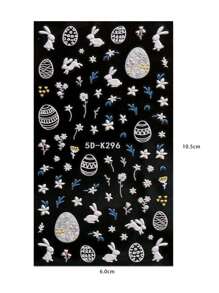 3PCS Easter Relief Nail Stickers, Cute Rabbit Nail Art Self-Adhesive Decoration Tools, Radish Print 5D Self-Adhesive Nail Design, Suitable For Acrylic Nails, Meniscus Supplies For Women And Girls, Holiday Gifts