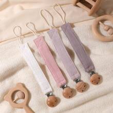 4pcs/Set Baby Pacifier Chain, Fashion Pacifier Holders & Wooden 3-Hole Pacifier Clips, Suitable For Baby Boys, Girls, Everyday Use, Gift - Multicolor - View 9