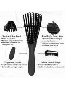 1/3/7件套美发造型梳套装，含200毫升喷雾瓶、编发圈、蓬松梳、尖尾梳、长尖尾梳、骨尖梳、分缝梳、染发梳、卷发梳、黑色卷发梳，适用于3a至4c卷曲的非洲裔发质，干/湿/浓密卷发均可使用，去除头皮堆积物，打造亮泽卷发（黑色、粉色、紫色）。 - 黑色 - 查看 10