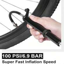 1 pieza Bomba de bicicleta, inflador de neumáticos de aleación de aluminio mini de alta presión de 100 PSI, compatible con válvulas Presta y Schrader, tubo inflador retráctil, herramienta portátil de inflado de neumáticos, apta para bicicleta de carretera, bicicleta de montaña, motocicleta, bicicleta eléctrica, baloncesto y fútbol