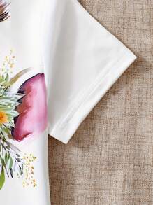 2pcs/Set Toddler & Young Girl Cartoon Deer Print Casual T-Shirt & Shorts Outfit, Fashionable Spring/Summer