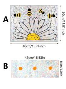 1pc Sun Vibrancy Static Adhesive Glass Sticker Bee & Sunflower Design Gifts Birthday Graduation Stickers Personalised Stickers - Multicolor - View 13