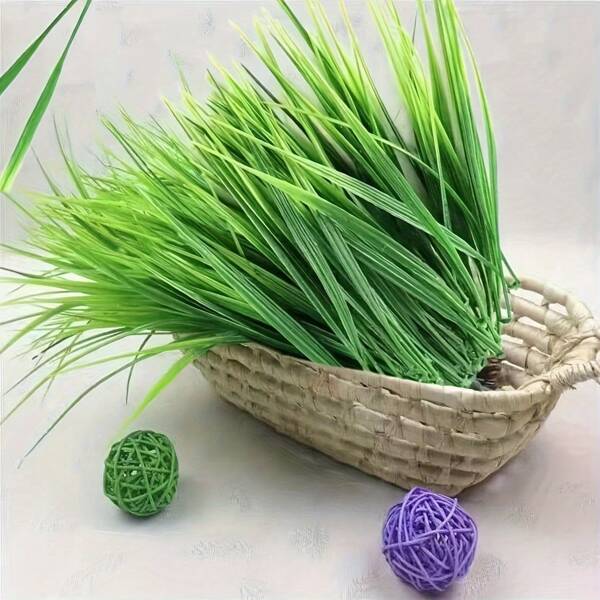 50pcs Artificial Grass Plastic Greenery For DIY Crafts And Floral Arrangements – Faux Plants For Aquariums, Thanksgiving Decor, Outdoor Patio Tabletop, Plastic Wheat Stems For Home Decor