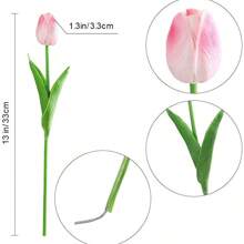 5pcs Artificial Silk Tulip Flowers With Stems And Green Leaves, Fake Flower Decor For Vases, Weddings, Parties, Kitchen, Office, Home, Bedroom, Dining Table. Latex Tulips Feel Real, Artificial Tulip Bouquet Decor For Home, Office, Wedding Easter Gifts Birthday Graduation