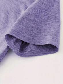 3 件混合装复古风格字母印花舒适 T 恤，休闲圆领短袖运动上衣，女士服装 - 彩色 - 查看 6