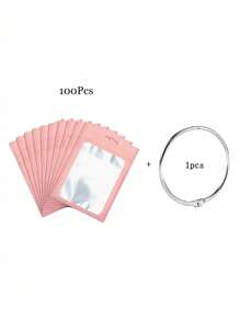 50pcs Self-Sealing Bags And 1pc Metal Round Ring DIY Diamond Painting Accessories, Colored Plastic Thin Film Self-Seal Bags For 5D DIY Artificial Diamond Painting Tools, Self-Adhesive Bags For Mosaic Cross Stitch Small Accessories, Beads Stringing Diamond Glue Stone Storage Seal Bags, Reusable Aluminum Foil Pouches For Crafts