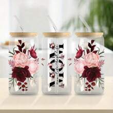 4 piezas Pegatinas de transferencia DTF UV con el mejor patrón floral de mamá para vasos Libbey de 16 onzas - Calcomanías resistentes para tazas, botellas, útiles escolares y manualidades DIY - Diseño de envoltura resistente al agua y reutilizable de fácil aplicación - Regalo perfecto para el Día de la Madre