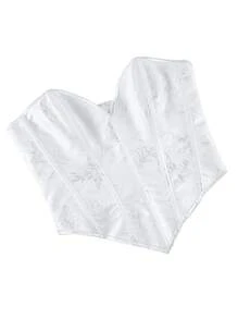 Top con corsé de jacquard sin espalda con lazo, moldeador de silueta, sin tirantes, para fiesta de Año Nuevo, Día de San Valentín, vacaciones, graduación, disfraz de Halloween, color amarillo mantequilla