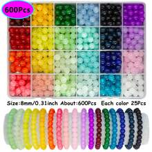 384/600/768/1200 Pcs Glass Beads For Jewelry Making, 24 Colors 8mm Crystal Beads Bracelets Making Kit, 2 Box Round Beads Suitable For Beginners - Multicolor - View 12