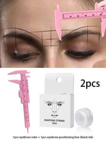 1pc Mini Plastic Eyebrow Ruler, Eyebrow Drawing Ruler Tool, Mini Vernier Caliper Dual Scale Plastic Ruler, Vernier Caliper Micro-Engraved Eyebrow Tattoo Makeup Ruler (Pink), Portable Plastic Eyebrow Ruler, Vernier Caliper, Tattoo Ruler, Ruler, Permanent Makeup Measuring Tool, Makeup Tool, Eyebrow Tattoo Ruler + Eyebrow Positioning Line (Black Ink) - Pink - View 12