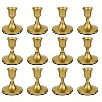 12/6/3/1 Pc Castiçais Vintage, Suportes de Vela em Formato de Cone de Metal, Para Decoração de Centro de Mesa de Festa de Casamento, Decoração de Mesa para Criar Atmosfera Romântica, Adequado para Velas, Eventos, Recepções, Aniversários, Decoração de Casa.