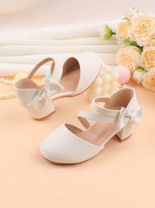 Wedding Party Evening Vacation Sweet Cute Flower Girl Girls' Shoes Suitable For Big Medium Small Girls Children Shoes Baby Shoes Versatile Little Shoes Girls Fashion White Bow Four Seasons Holiday High Heel Chunky Heel Shoes Formal Dress Dress Performance Matching Skirt Performance Shoes Dance Mary Jane Ballet Princess Shoes - White - View 4