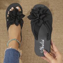 Women's Floral Sandals - Minimalist Casual Comfort Slippers - Slip On Home Shoes, Sizes 36-43 (Plus Size)