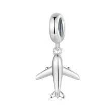 1 pièce Pendentif avion en argent sterling 925, convient pour bracelet chaîne serpent DIY, élégant bijou de perles - Argent - Voir 15