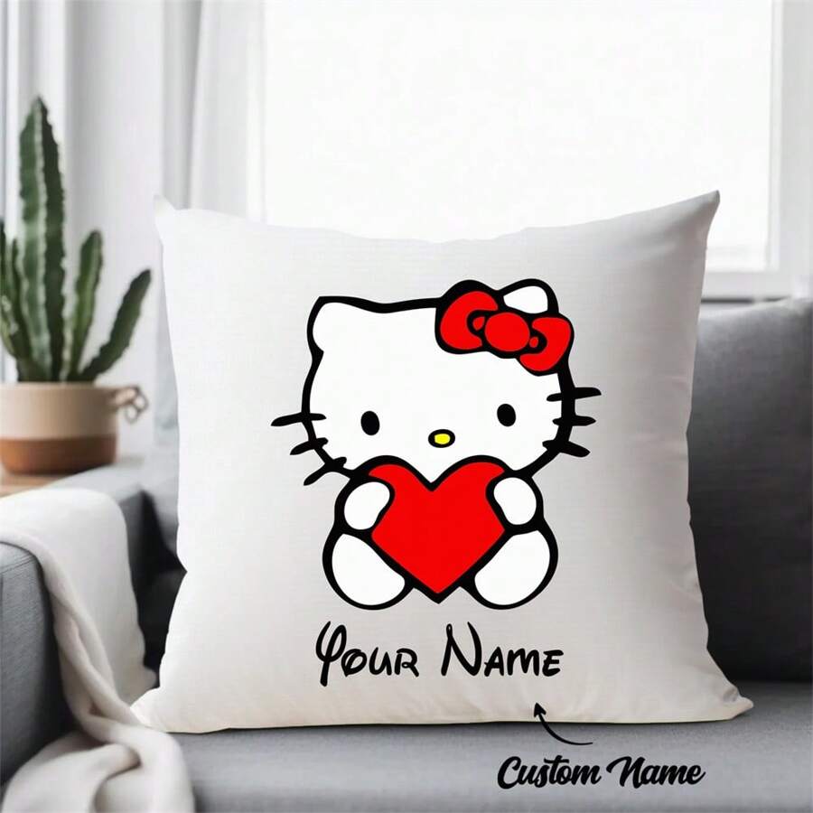 1pc Personalized  Pillow Case (Pillow Insert Not Included), Cute  Cartoon Design, Zipper Closure, Soft & Comfortable, Suitable For Home Decor Pillows In Various Rooms - White - View 1