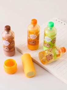 1pc/3pcs Random Colors Carpe Diem Multi-Function Juice Bottle Erasers, Candy-Colored Creative Design, Suitable For Students, Perfect Gift, School Supplies, Back To School