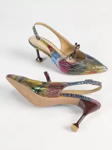 Sandalias de tacón alto con punta en pico y lazo para mujer, zapatos de tacón y sexy de estilo vintage, elegantes y de fiesta, en varios colores para el verano