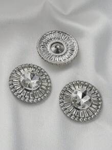 1pc/Set Delicate Metal Round Rhinestone Button, Luxury Fashion Versatile Decorative Sewing Button For Sweater, Coat, Jacket, Suit, DIY Crafts, Clothing, Scarf, Glove, Hat, Bag, Shoe