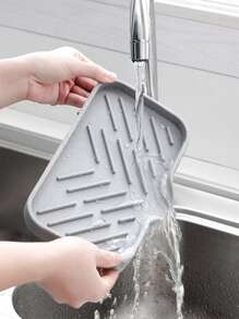 1/2 piezas Felpudo para grifos de cocina - Protector antideslizante de silicona con soporte para esponja de secado rápido - Perfecto para cocina y baño, felpudo de drenaje esencial para grifos