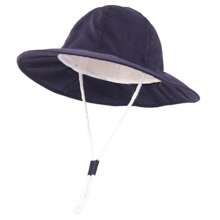 婴儿遮阳帽，幼儿男女童渔夫帽，夏季防晒沙滩帽 - 純色大沿太陽帽 - 查看 41