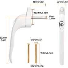 10 X  UPVC Universal Window Handle Inline Locking  Double Glazing White 41mm (Pack Of 10) - 10Pcs - View 8