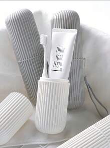 1pc Portable Travel Toothbrush Box Set, Wash Cup With Lid, Toothpaste, And Toothbrush Storage Box Mouthwash Cup,Toothbrush Cup Rope Color Random,Makeup Brush Storage Box, Travel Wash Cup ,Portable Couple Toothbrush,Travel Supplies, Bathroom Decor, Bathroom Accessories, Storage And Organization Travel Essentials Travel Accessories Travel Must Haves Beach Vacation Summer Holiday School Accessories Back To School Stuff Back To School Supplies