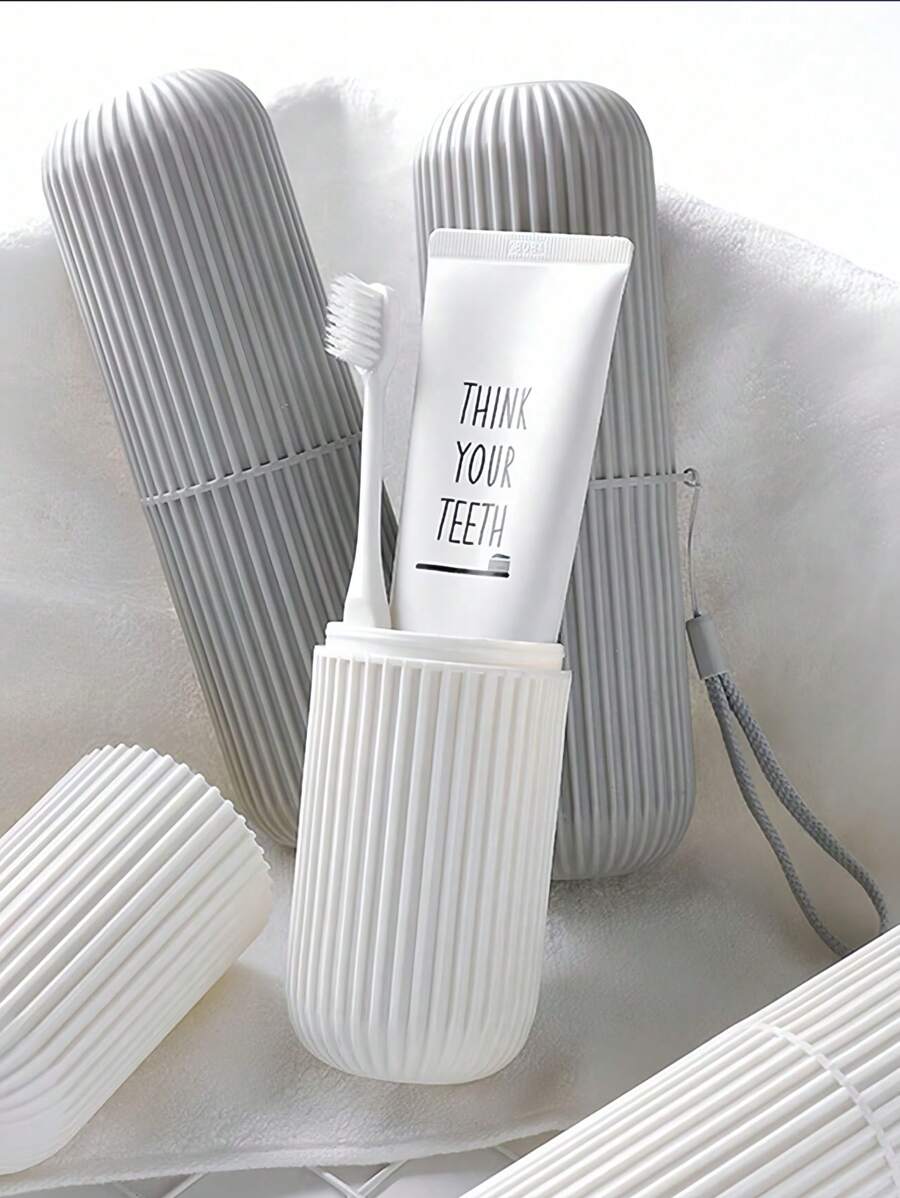 1pc Portable Travel Toothbrush Box Set, Wash Cup With Lid, Toothpaste, And Toothbrush Storage Box Mouthwash Cup,Toothbrush Cup Rope Color Random,Makeup Brush Storage Box, Travel Wash Cup ,Portable Couple Toothbrush,Travel Supplies, Bathroom Decor, Bathroom Accessories, Storage And Organization Travel Essentials Travel Accessories Travel Must Haves Beach Vacation Summer Holiday School Accessories Back To School Stuff Back To School Supplies
