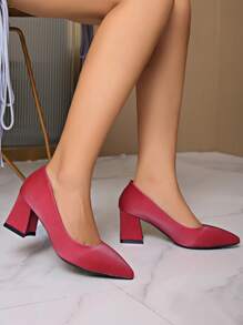 Tacones de plataforma rojos sólidos de estilo europeo y americano para mujer, elegantes y versátiles para fiestas, cumpleaños, bodas, adecuados para la oficina y los negocios, nuevos lanzamientos para primavera/verano 2025 - Rojo - Ver 7