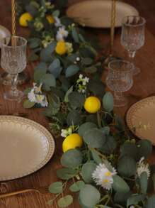 Lemon Daisy Eucalyptus Style Decorations, Suitable For Spring/Summer, Valentine's Day, Mother's Day, Room, Office, Bedroom, Wedding, Table Center, Furniture, Stair Railing Decor Easter Gifts Birthday Graduation,Fall Decor,Autumn